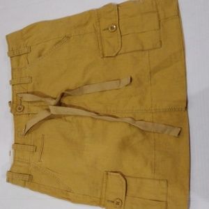 Anthropologie Paperboy linen mustard skirt Size 4